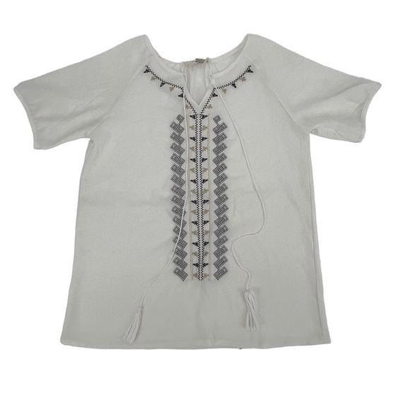 Studio West Apparel White Embroidered Short Sleeve Blouse Size Small Women’s - Picture 1 of 4
